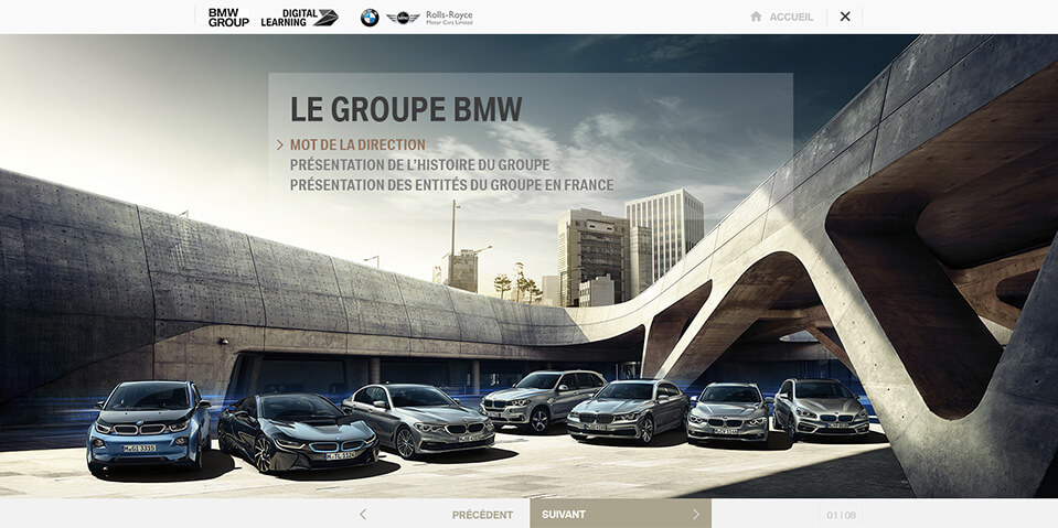 Exemple de contenu E-learning sur mesure pour le module Onboarding BMW