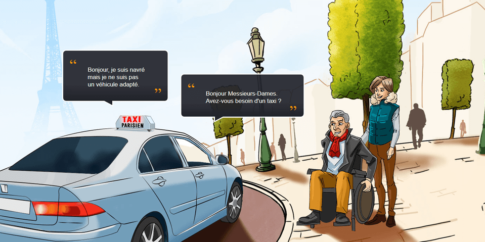 Exemple de contenu E-learning sur mesure pour le module Réflexe Accessibilité de CRT Île-de-France