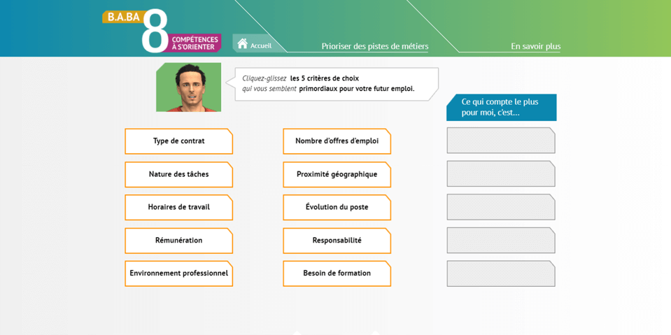 Exemple de contenu E-learning sur mesure pour le module B.A.-BA de l'orientation d'Emploi Store