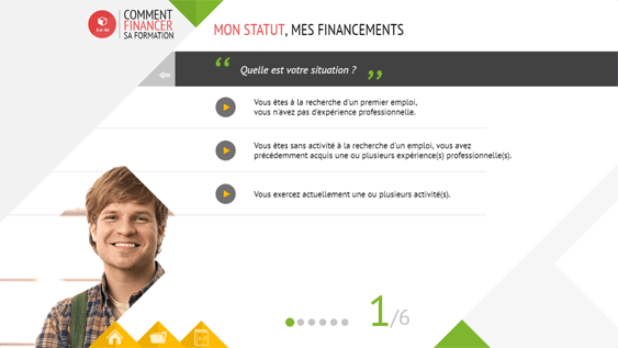 Exemple de contenu E-learning sur mesure pour le module B.A.-BA financer une formation d'Emploi Store