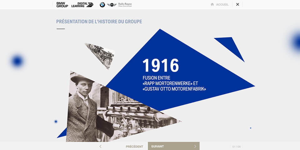 Exemple de contenu E-learning sur mesure pour le module Onboarding BMW