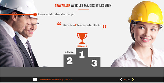 Exemple de contenu E-learning sur mesure pour le module Le commerce avec les majors de ST GOBAIN