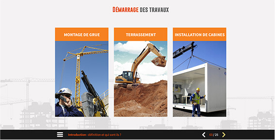 Exemple de contenu E-learning sur mesure pour le module Réalisation d'un chantier de ST GOBAIN