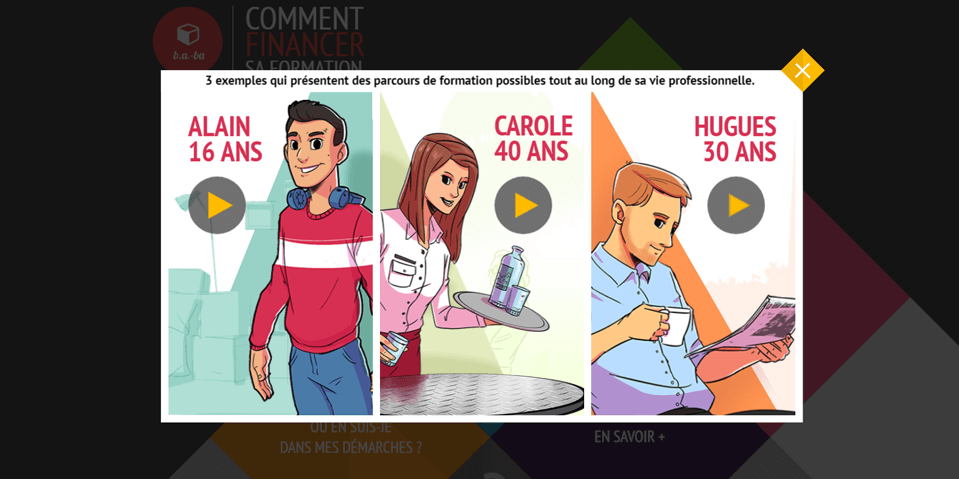 Exemple de contenu E-learning sur mesure pour le module B.A.-BA financer une formation d'Emploi Store
