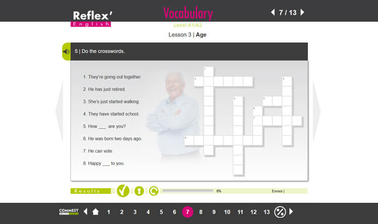 Exemple de contenu de formation de Reflex’English Grammar / Vocabulary A1/A2