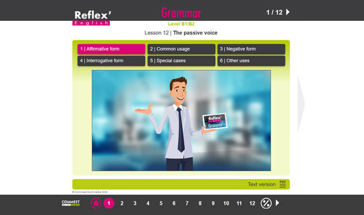 Exemple de contenu de formation de Reflex’English Grammar / Vocabulary b1/b2