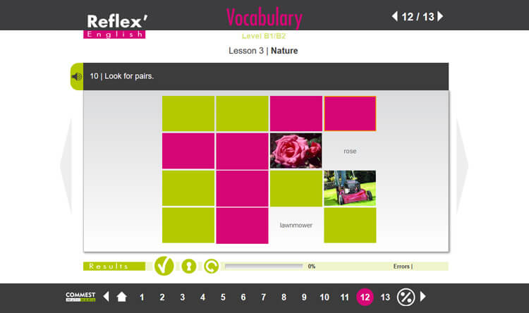 Exemple de contenu de formation de Reflex’English Grammar / Vocabulary b1/b2