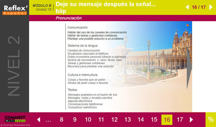Exemple de contenu de formation de REFLEX’ESPAÑOL intermédiaire (B1)