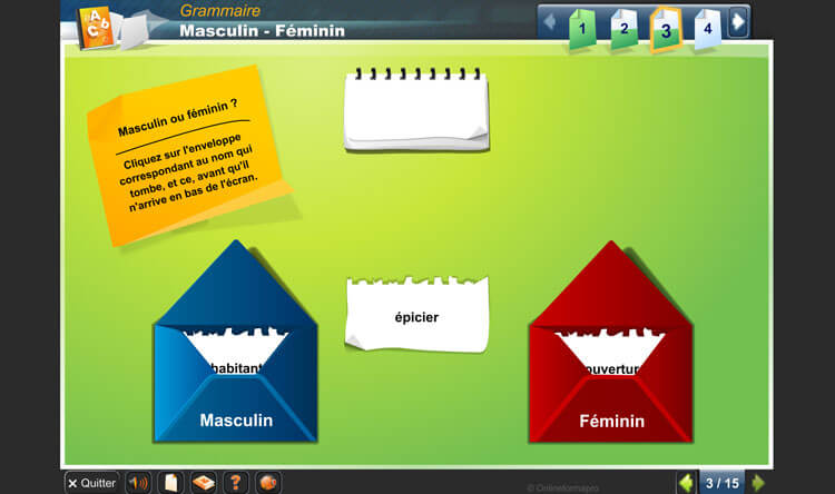 Exemple de contenu de formation de Français – Niveau A