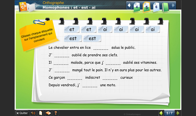 Exemple de contenu de formation de Français – Niveau B
