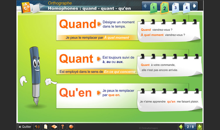Exemple de contenu de formation de Français – Niveau B