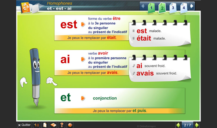 Exemple de contenu de formation de Français – Niveau B