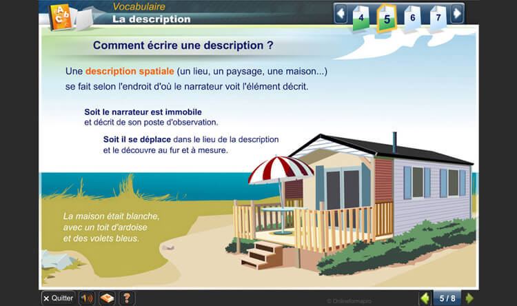 Exemple de contenu de formation de Français – Niveau D
