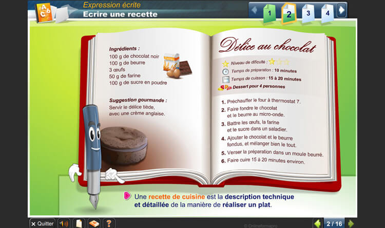 Exemple de contenu de formation de Français – Niveau D