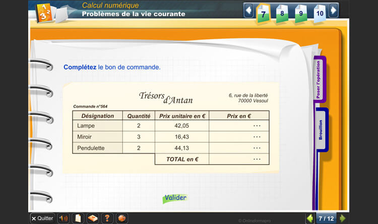 Exemple de contenu de formation Mathématiques – Niveau A