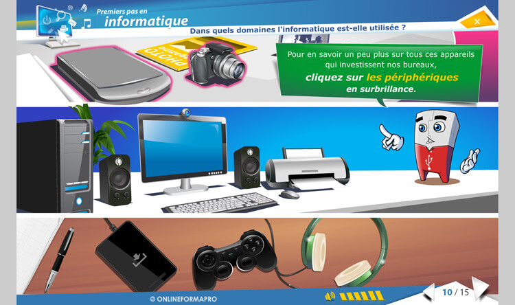 Exemple de contenu de formation Premier pas en informatique