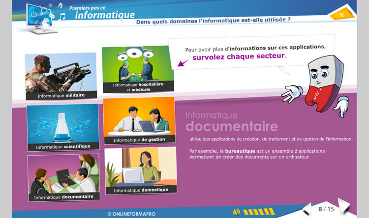 Exemple de contenu de formation Premier pas en informatique