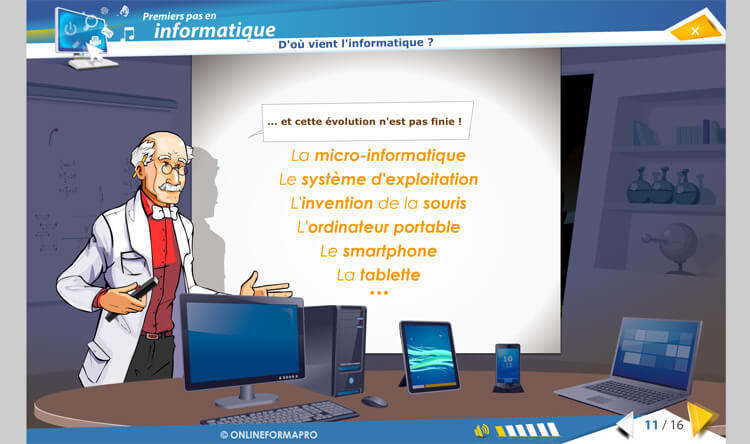 Exemple de contenu de formation Premier pas en informatique