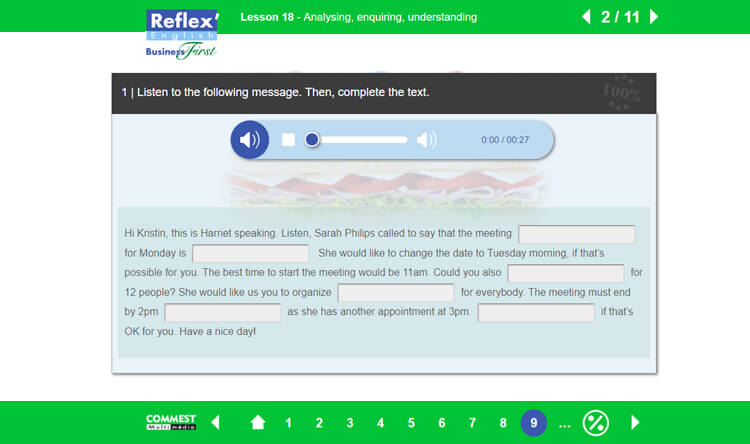 Exemple de contenu de formation de Reflex’English Business First