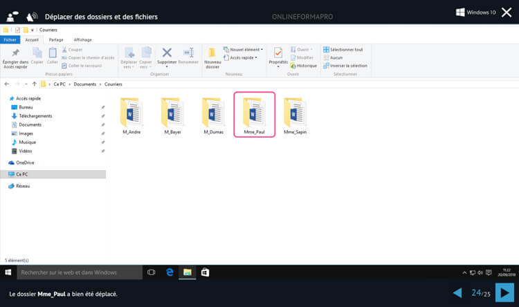Exemple de contenu de formation Windows 10