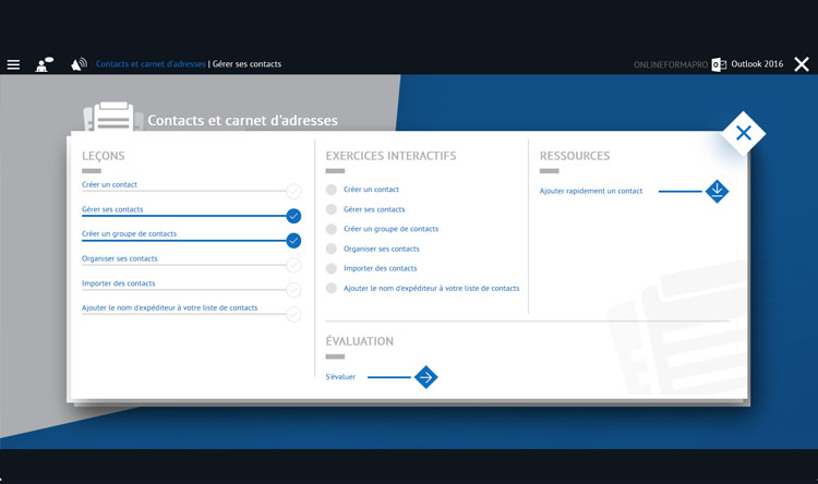 Capture d'écran du module Outlook 2016