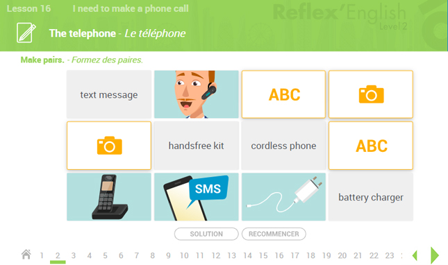 Exemple de contenu de formation de Reflex’English LEVEL 2