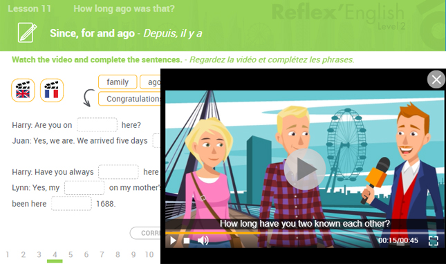 Exemple de contenu de formation de Reflex’English LEVEL 2