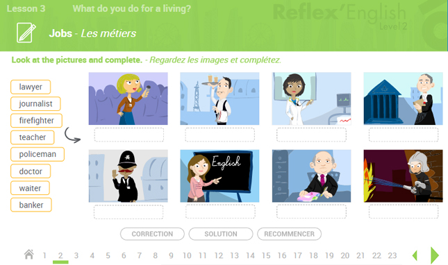 Exemple de contenu de formation de Reflex’English LEVEL 2