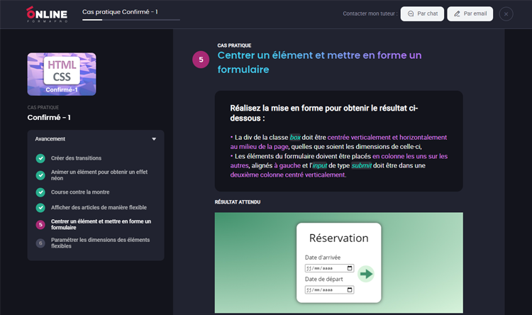 Exemple de contenu de formation HTML/CSS