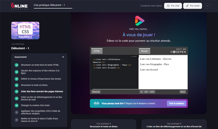 Exemple de contenu de formation HTML/CSS