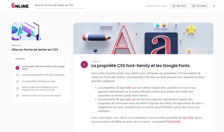 Exemple de contenu de formation HTML/CSS