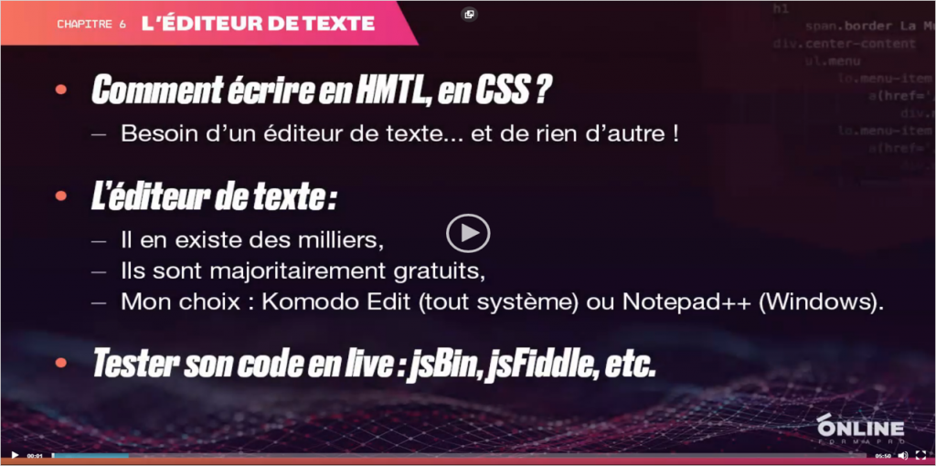 Exemple de contenu de formation HTML/CSS