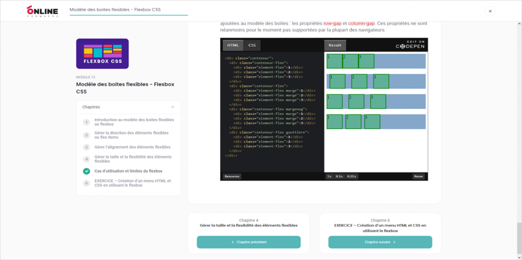 Exemple de contenu de formation HTML/CSS