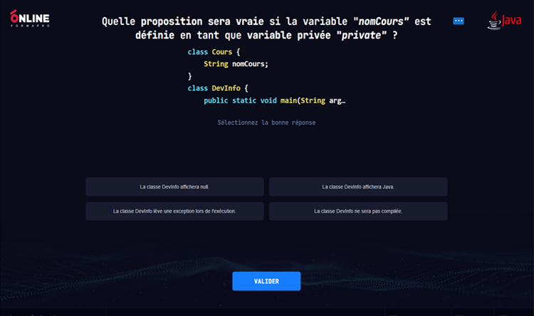 Exemple de contenu de formation Java