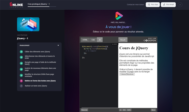 Exemple de contenu de formation JQUERY