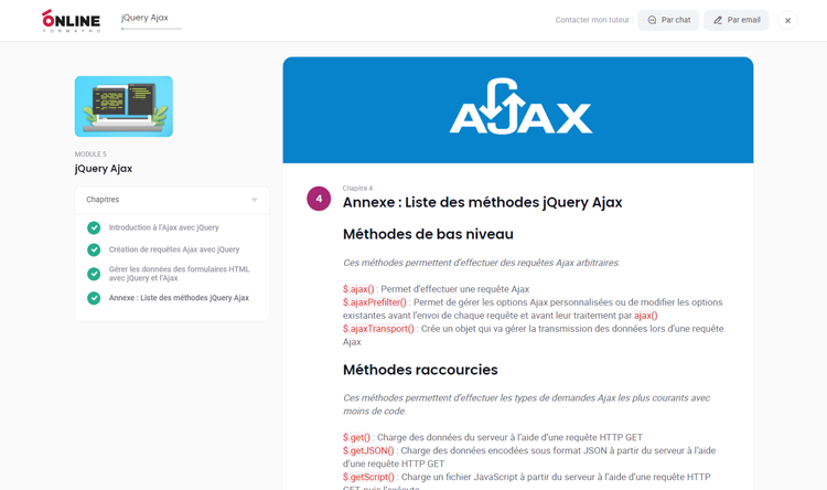 Exemple de contenu de formation JQUERY