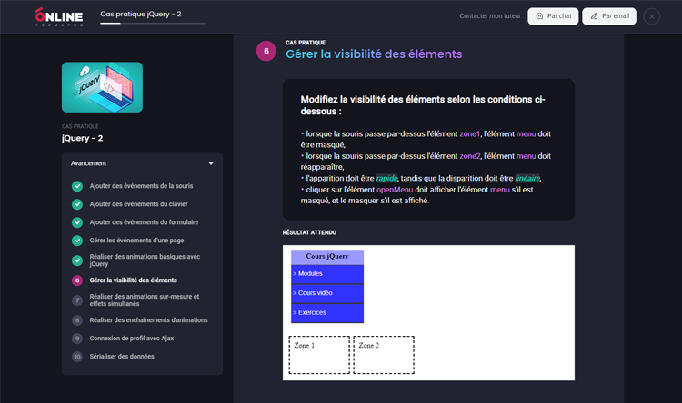 Exemple de contenu de formation JQUERY