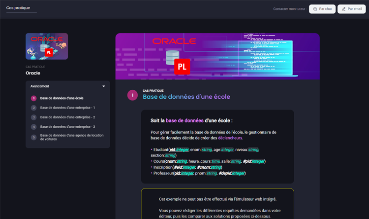 Exemple de contenu de formation Oracle