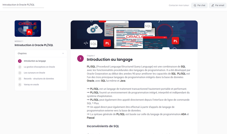 Exemple de contenu de formation Oracle