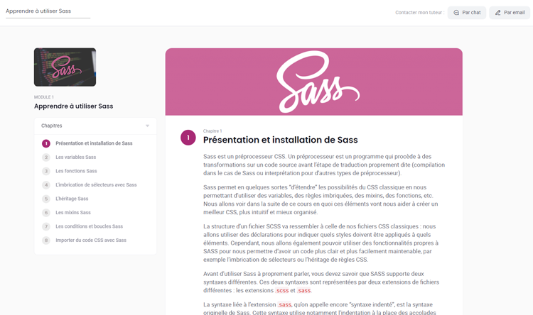 Exemple de contenu de formation SASS