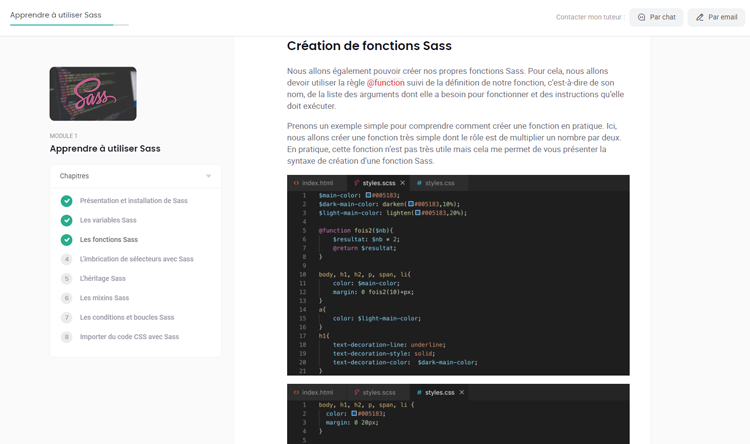 Exemple de contenu de formation SASS