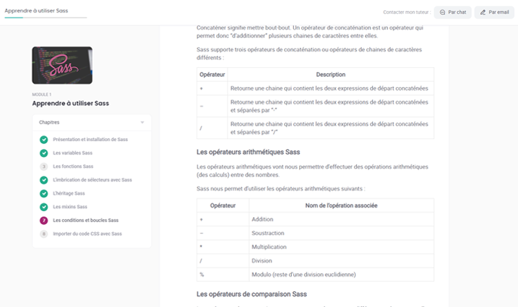 Exemple de contenu de formation SASS