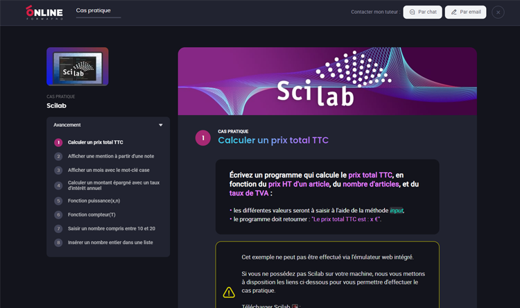 Exemple de contenu de formation Scilab