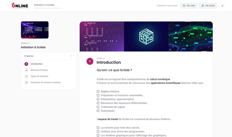 Exemple de contenu de formation Scilab
