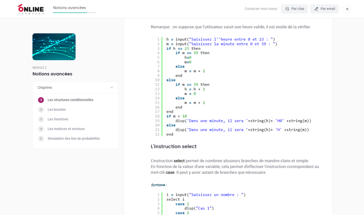 Exemple de contenu de formation Scilab