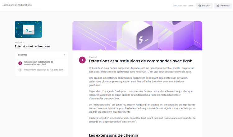 Exemple de contenu de formation Shell