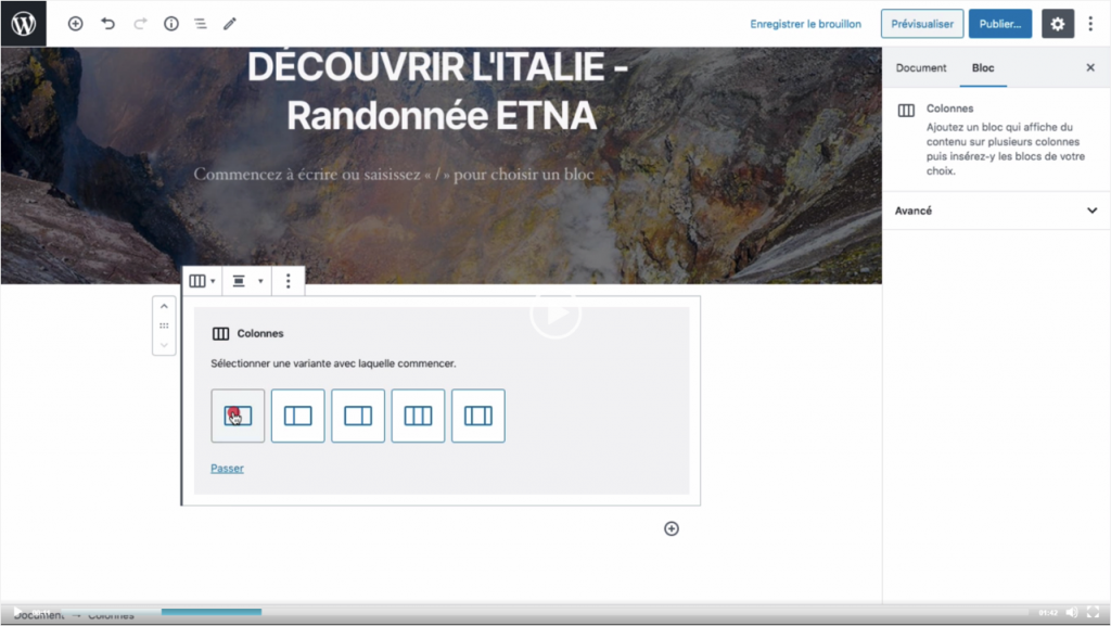 Exemple de contenu de formation Wordpress