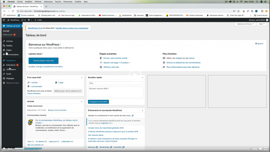 Exemple de contenu de formation Wordpress