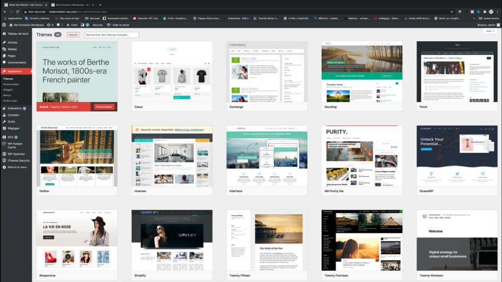 Exemple de contenu de formation Wordpress 2021