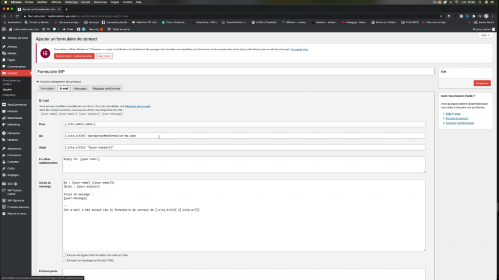 Exemple de contenu de formation Wordpress 2021